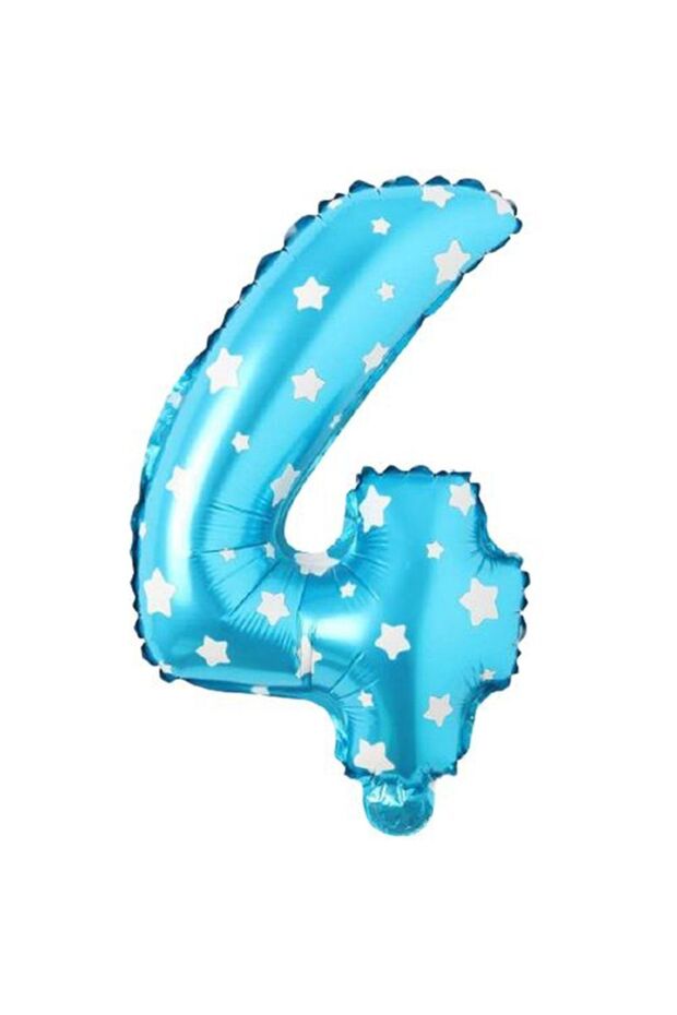 4 Number 16 Inch Blue Star Foil Balloon 36 Cm
