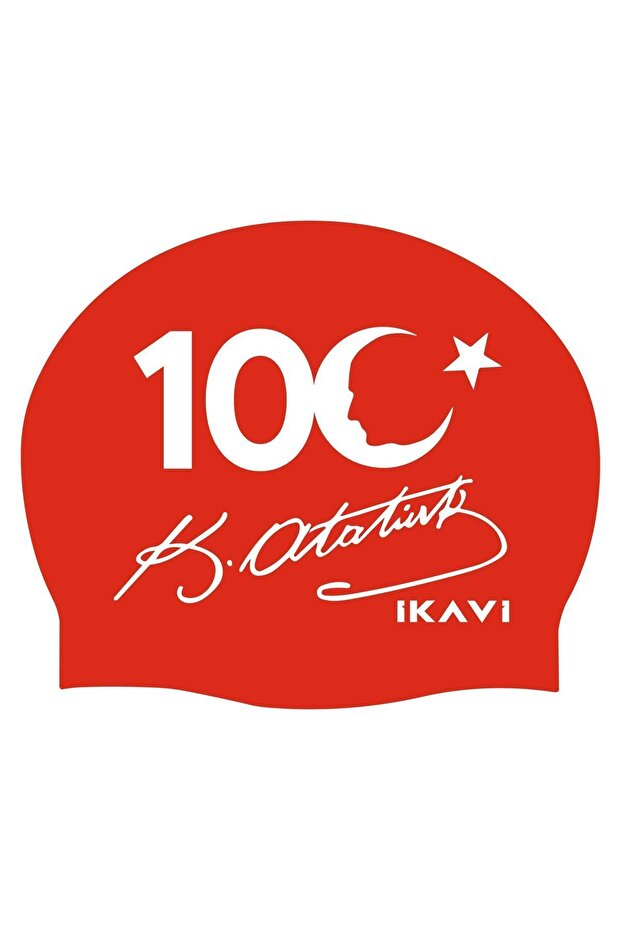 100th Year Custom Ataturk Silhouette and Signature Printed Silicone Pool Cap