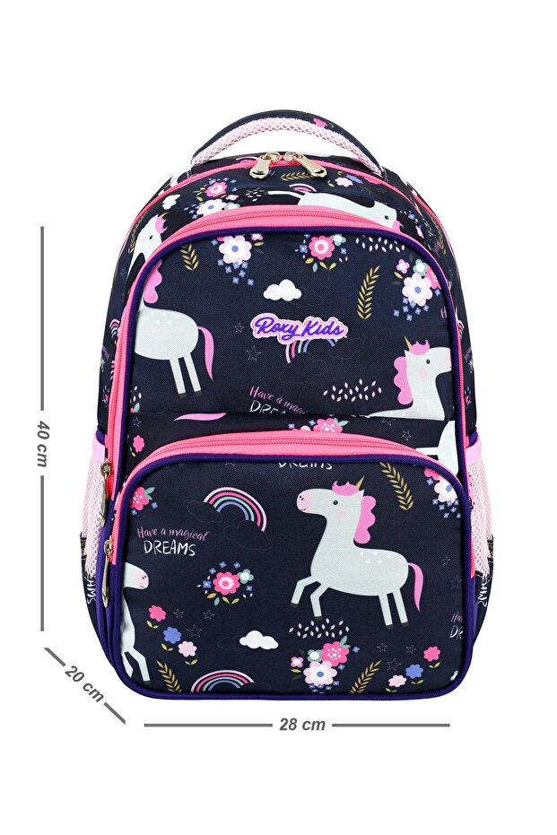 Lisanslı Unicorn Desenli İlkokul Çantası,Beslenme Çantası ve Kalem Kutusu Seti - 3