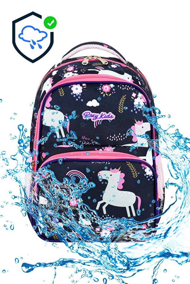 Lisanslı Unicorn Desenli İlkokul Çantası,Beslenme Çantası ve Kalem Kutusu Seti - 4