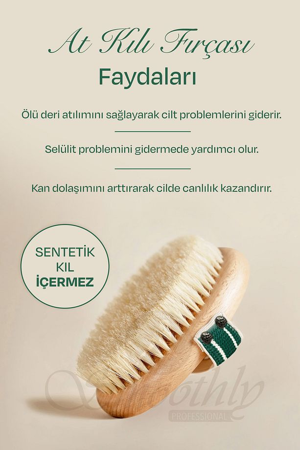 SWORK %100 Doğal At Kılı Selülit Drenaj Masaj Fırçası (kuru ve ıslak Fırçalama ) - 2