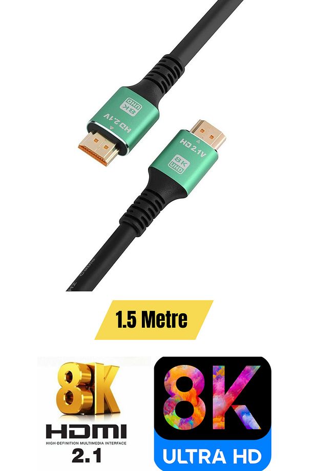 Ultra HDTV 8K Yüksek Hızlı 1,5 Metre HDMI kablosu 8K 60Hz, 4K 120Hz, 7680P HDR 2.1V 48GBS - 1