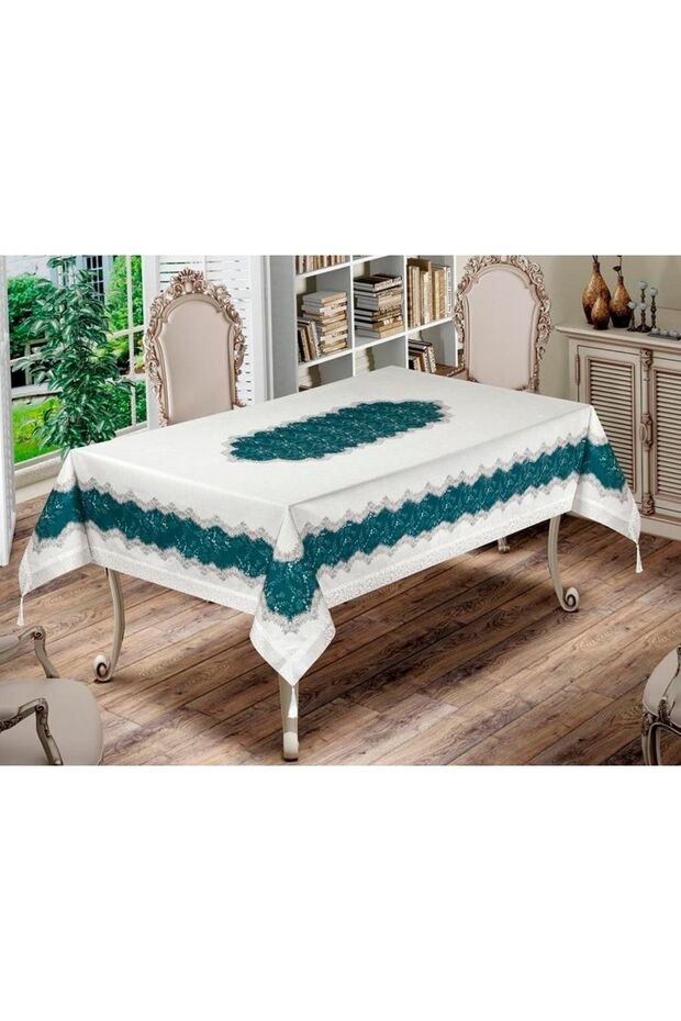 Nilüfer Rectangular Printed Oil Tablecloth - 2