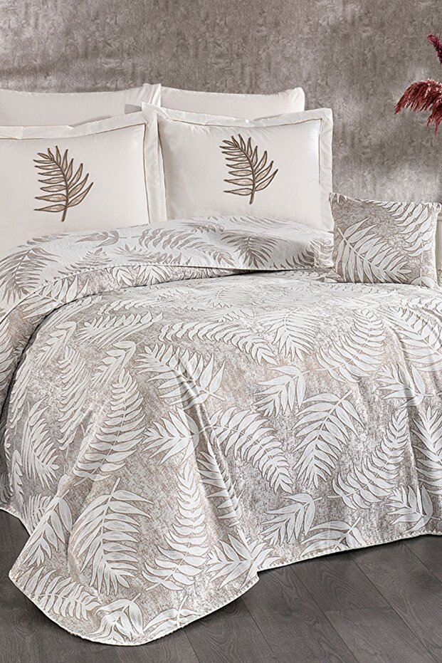 Palmiye 7 Piece Chenille Pique Set Cream - Beige