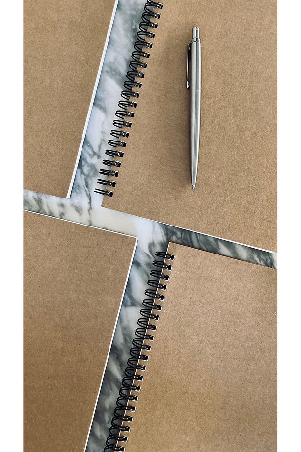 A5 Kraft Kapaklı Spiralli Kareli Defter 100 Yaprak - 4