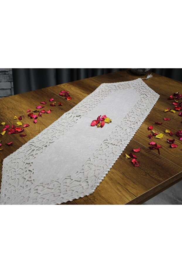 Seljuk Velvet Double Layer Runner Beige