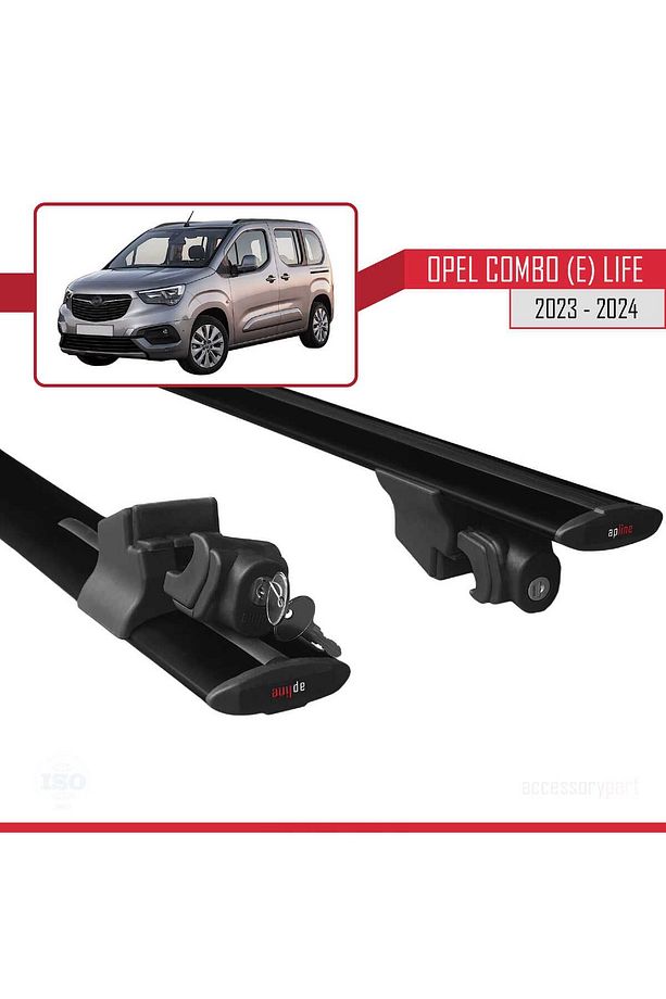 Opel Combo (E) Life 2023 2024 HOOK Model Anahtar Kilitli Ara Atkı Tavan Barı SİYAH - 6