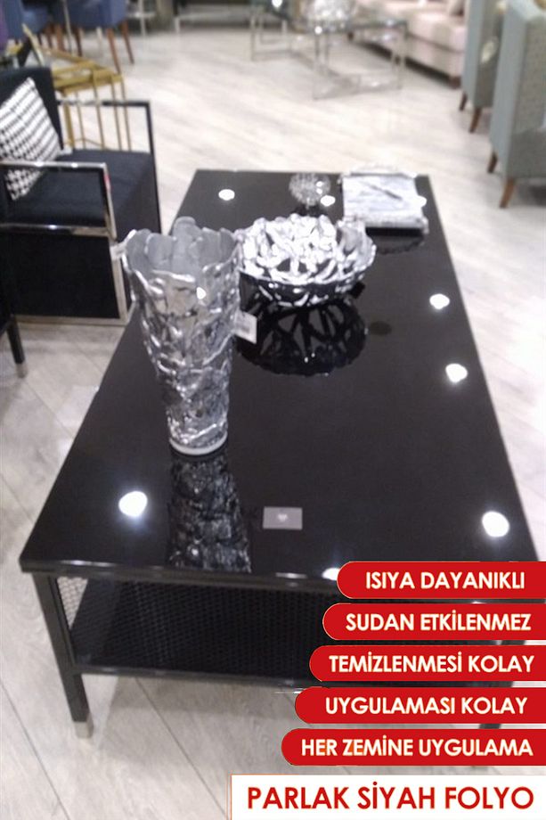Siyah Parlak Yapışkanlı Folyo Çok Amaçlı 120cm - 2