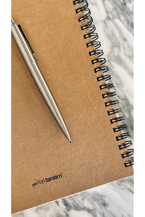 A5 Kraft Kapaklı Spiralli Kareli Defter 100 Yaprak - 2