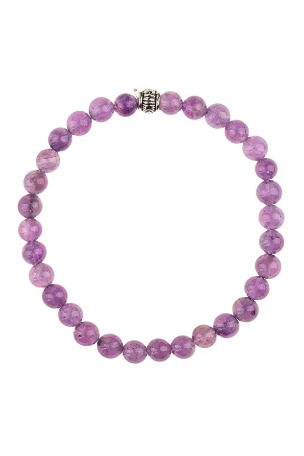 Amethyst Natural Stone Bracelet (6mm Sphere Cut)