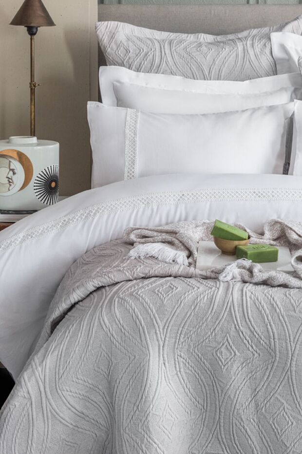 Tek Kişilik Belmont Gray Timeless Yatak Örtüsü Prime Set - 2