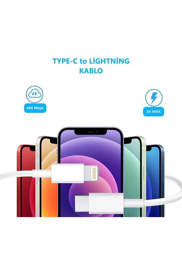 Iphone Uyumlu Lightning Hızlı Şarj Tye C Lightning Şarj Kablosu Type C Kablo - 3