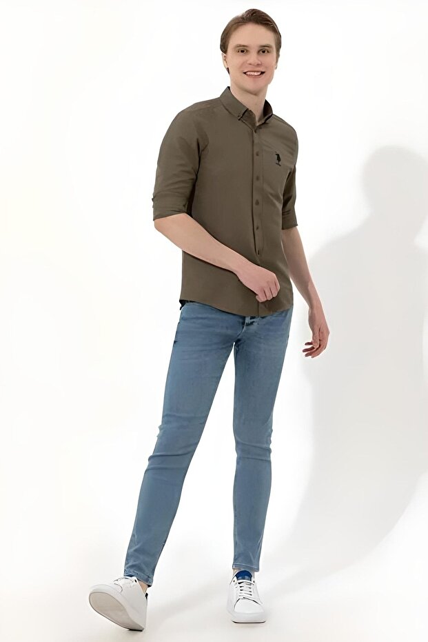 Gox024Y Us Polo Assn Men's Shirt 1829675 Khaki