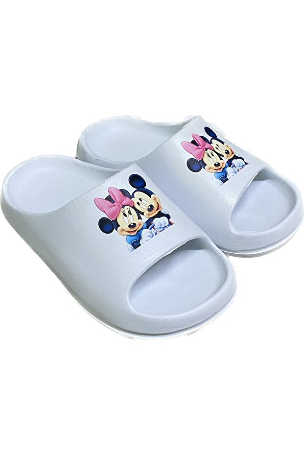 شبشب صيفي للأطفال من Akınal Kids باللون الأبيض مطبوع عليه Mikimouse