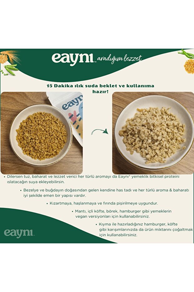 Yemeklik Bitkisel Buğday ve Bezelye Proteini 200 gr Granül - 5