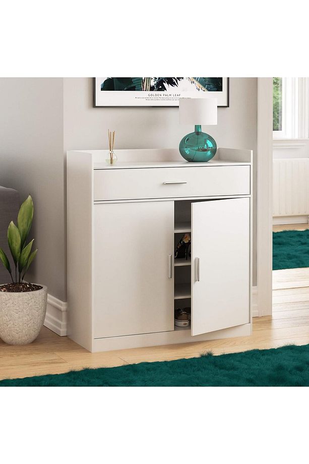 %100 Mdf Beyaz Ayakkabılık, Ayakkabı Dolabı, Kapaklı Ayakkabılık, Dresuar, Vestiyer - 1