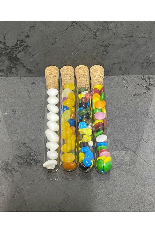 Mantar Tıpalı Dibi Yuvarlak Cam Tüp Deney Tüpü Cam Şişe Boyu 15 Cm Ağzı 2 Cm 10 Adet - 5