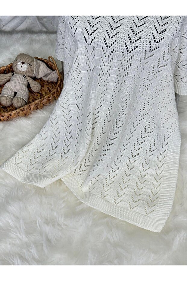 (with Booties Gift) Newborn Perforated Knitwear Baby Blanket