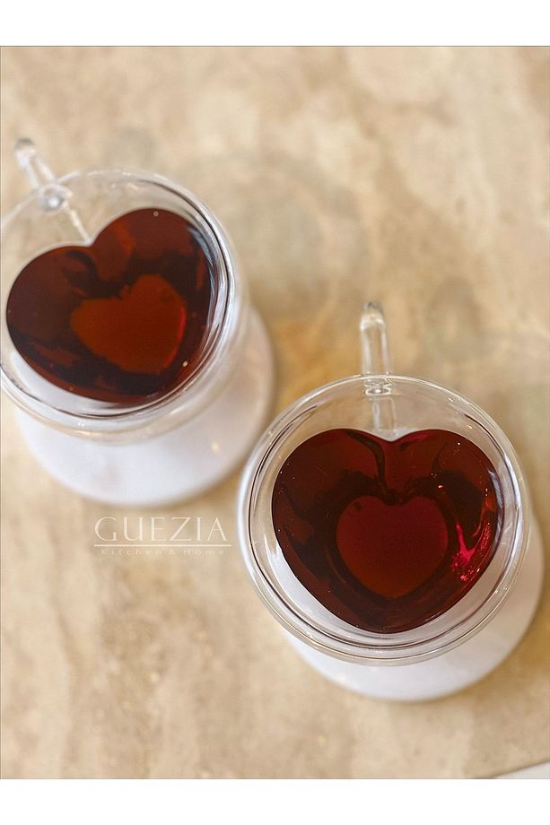 Isıya Dayanıklı Borosilikat Kalp Tasarımlı Çift Cidarlı Cam Bardak Kahve Sunum Bardağı 170 Ml 2 Adet - 7