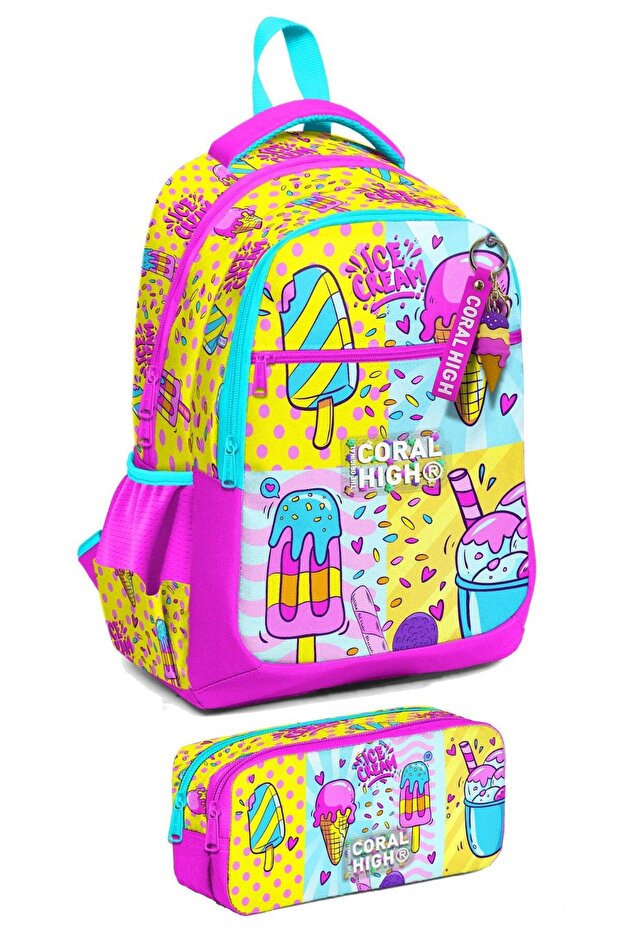 Primary School Backpack and Pen Holder Set - Girls - Mixed Ice Cream