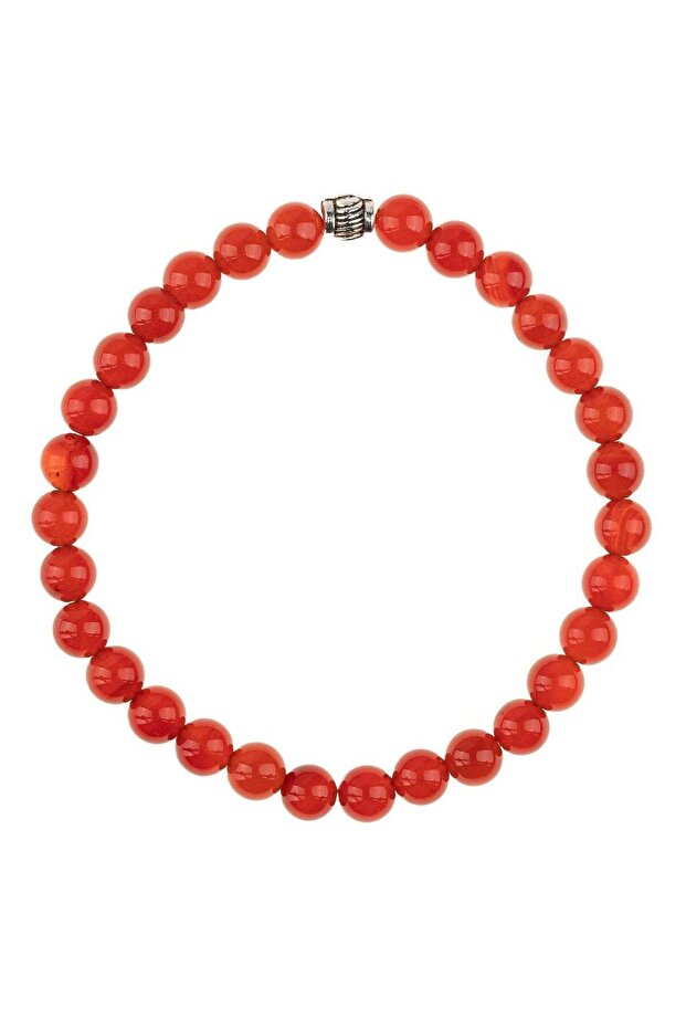 Red Agate Natural Stone Bracelet (6mm Sphere Cut)