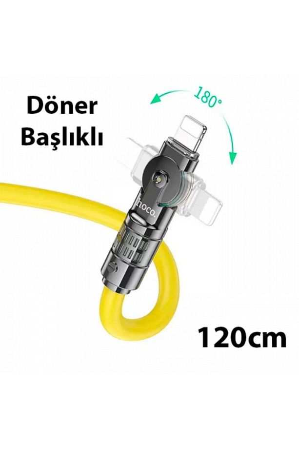 3A 27W Döner Başlıklı PD to iPhone Lightning Hızlı Şarj ve Veri Kablosu - 4