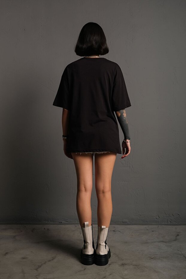 Oversize Reflektör Acid Baskılı Tişört - 8