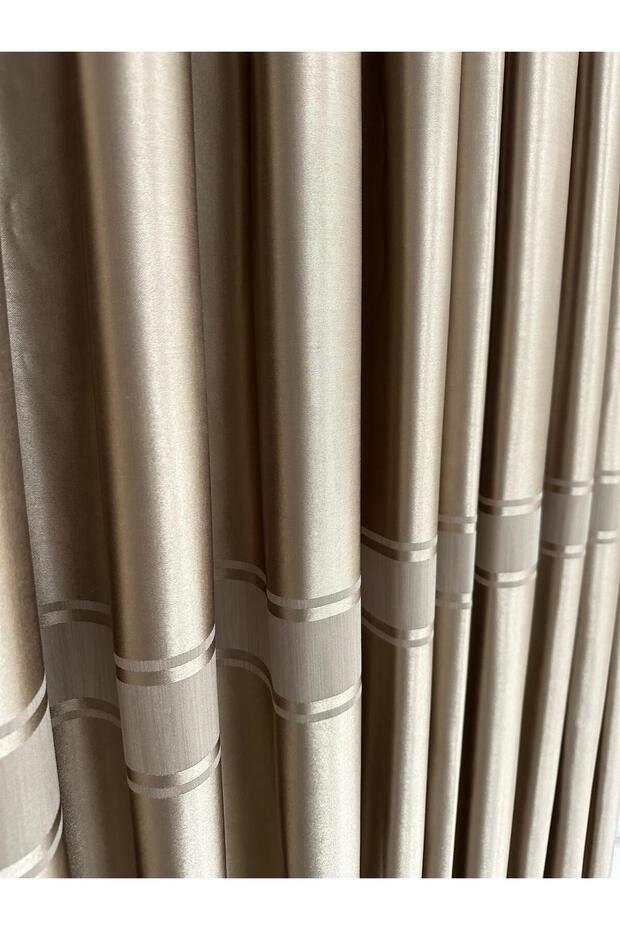 Mink Girdle Striped Satin Background Curtain (New Season) Medium Dense Pleat 1/2.5
