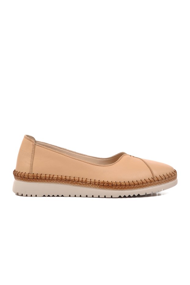 241737 Beige Genuine Leather Women's Casual Shoes