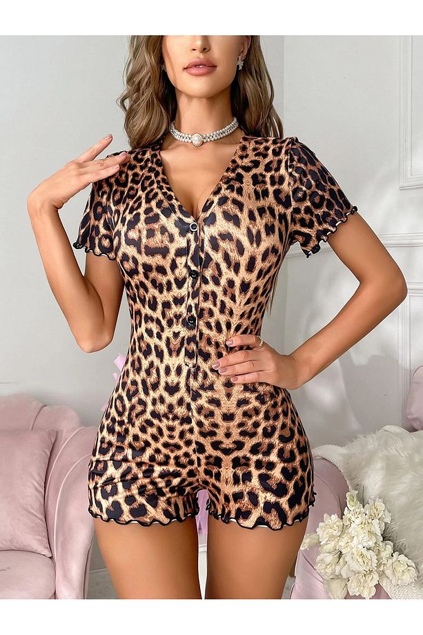 theDIFFerent leopar desenli pijama tulumu - 1