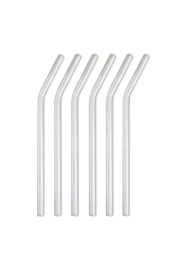 6 Adet Şeffaf Cam Pipet Eğimli - 1