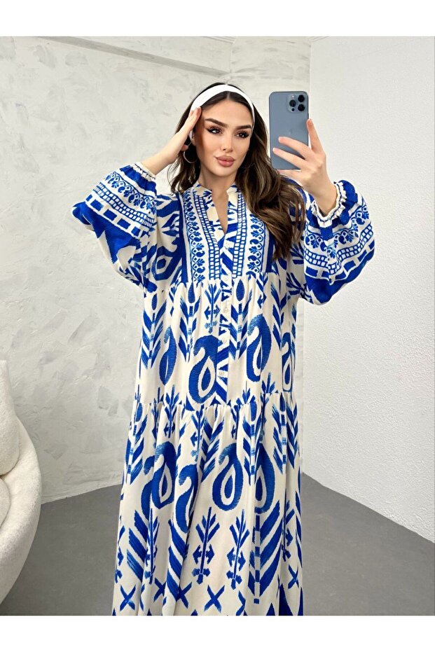 Crew Neck Modest Viscose Dress