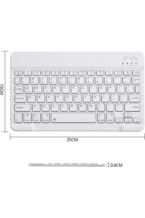 Hegitech Pro-8S 8" Uyumlu Kablosuz Bluetooth Şarj Edilebilir Mini Q Klavye - Beyaz - 6