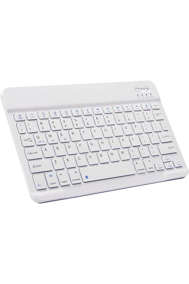 Hegitech Pro-8S 8" Uyumlu Kablosuz Bluetooth Şarj Edilebilir Mini Q Klavye - Beyaz - 1
