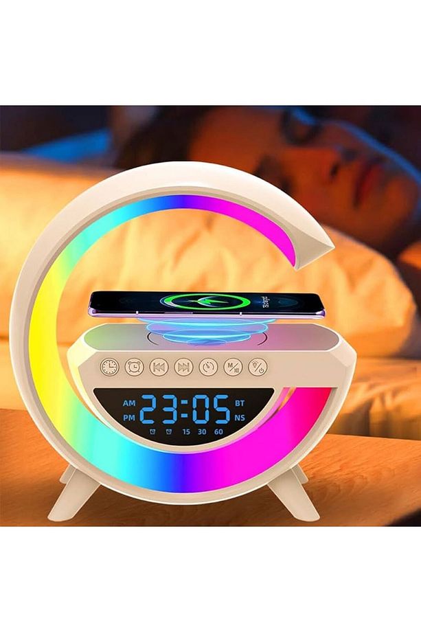 G-tasarımlı Rgb Kablosuz Şarj Özellik Dijital Saat Bluetooth Hoparlör Usb/fm/tf Kart/aux - 1