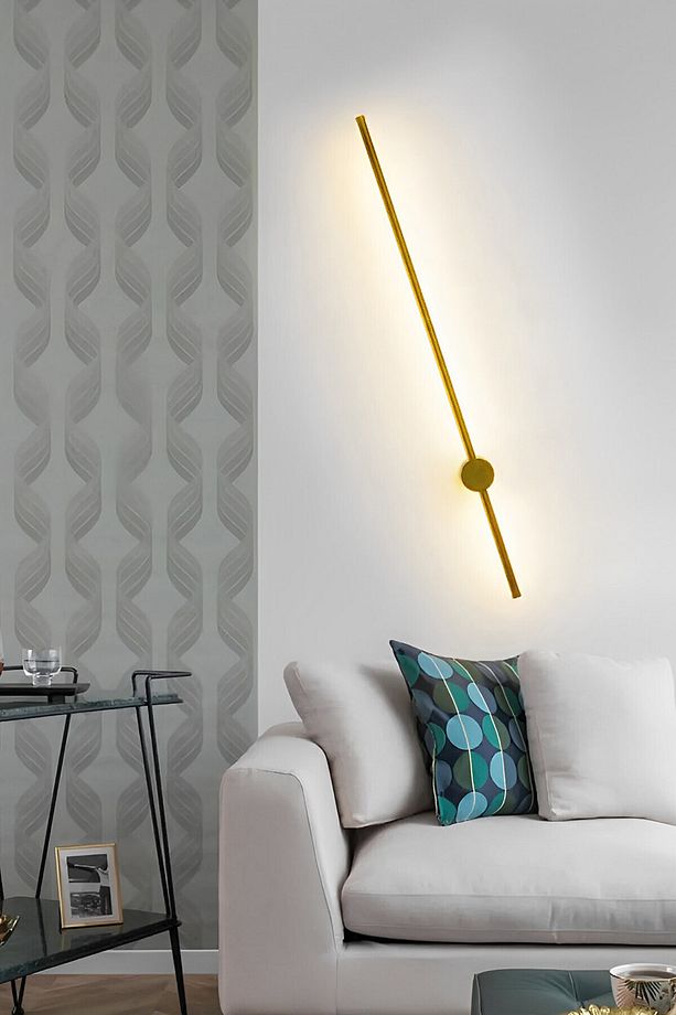 Modern Dekoratif Çubuk Led Duvar Aplik 70 Cm Bronz Profil (YUVARLAK ROZANSLI) 3000k Sarı Işık - 3
