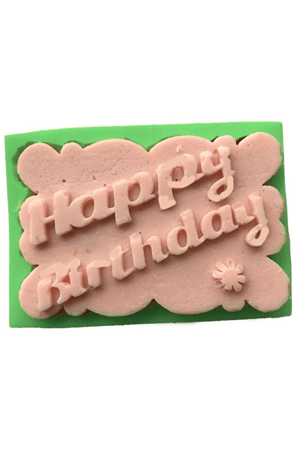 Happy Birthday Written Painting Shaped Silicone 8x5,5x2 Cm