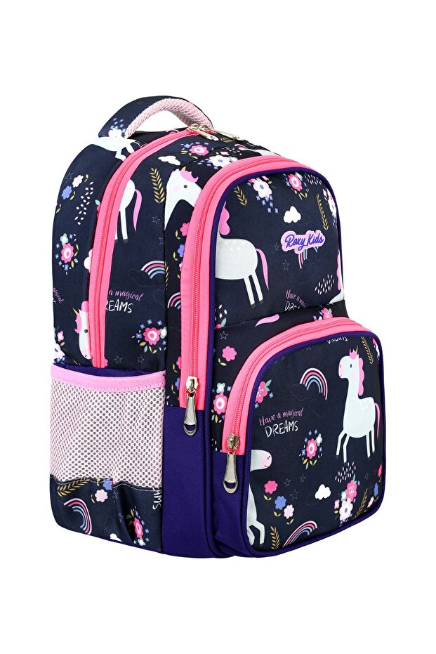 Lisanslı Unicorn Desenli İlkokul Çantası,Beslenme Çantası ve Kalem Kutusu Seti - 5