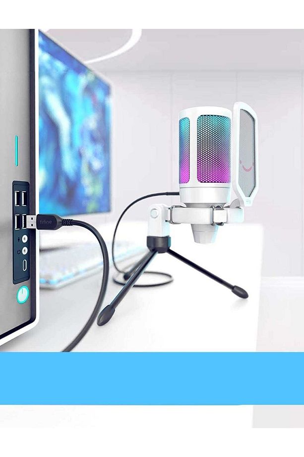 Ampligame A6v Yayıncı Oyuncu Podcast Youtuber Rgb Usb Mikrofon - 5