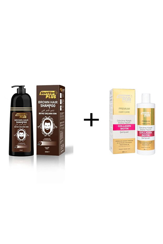 Dark Brown Shampoo for White Hair + Anti-Hair Loss Extra Volume Collagen Biotin Shampoo 400 ml