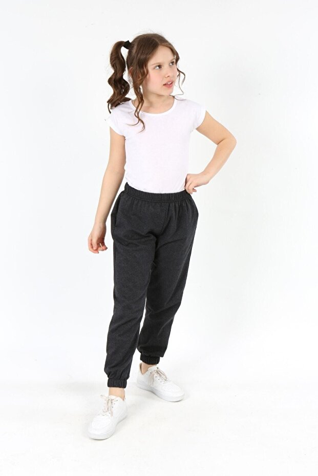 بنطال رياضي أنثراسايت أساسي للأطفال مزود بجيوب وأرجل مطاطية - 1