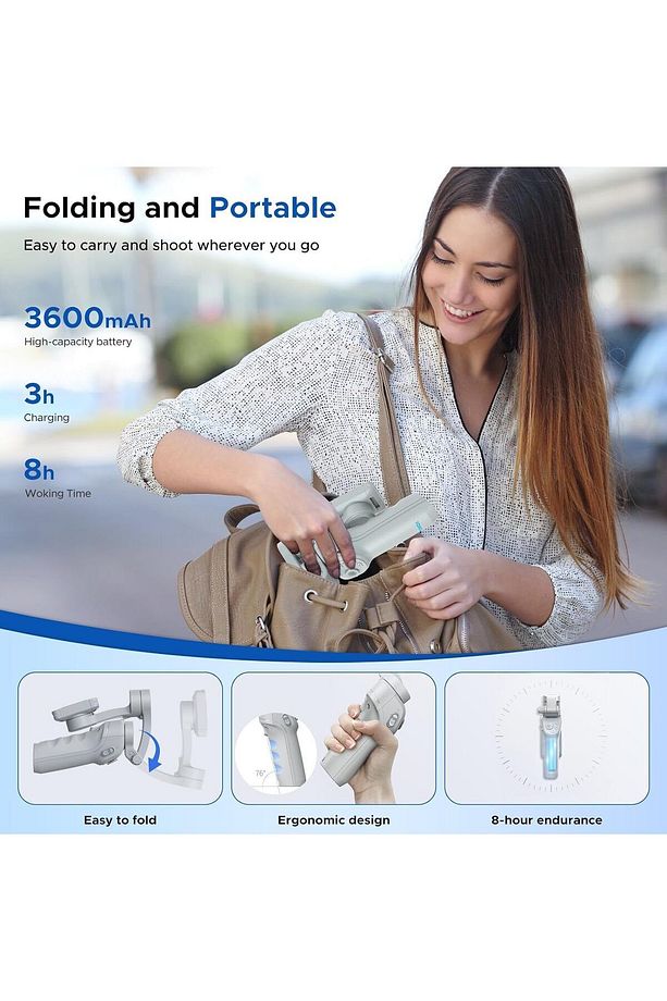 isteady Akıllı Telefon Görüntü Sabitleyici Yapay Zeka Görüş Sensörlü Profesyonel Gimbal Stabilize BT - 5