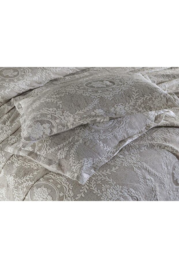 Nisa Tek Kişilik Jakarlı Yatak Örtüsü Cappucino - 5