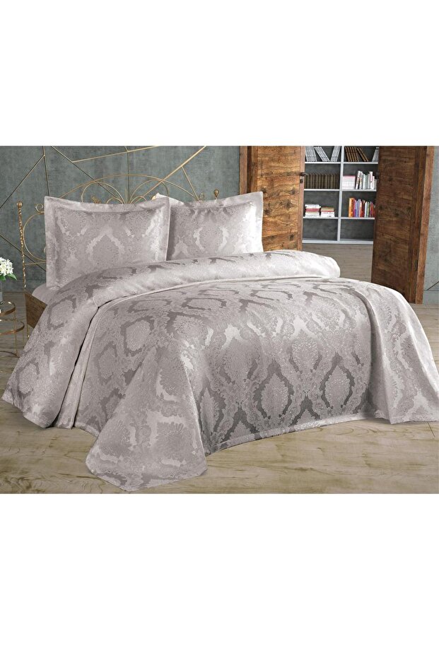 Şulem Jakarlı Şönil Tek Kişilik Yatak Örtüsü Gri - 2