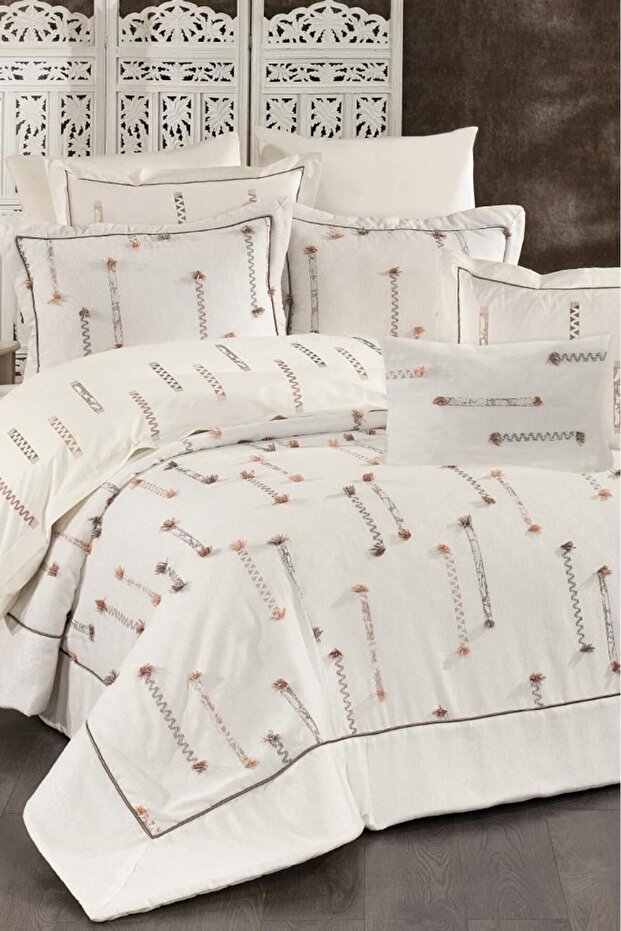 Çise 10 Piece Double Dowry Set Cream - Brown