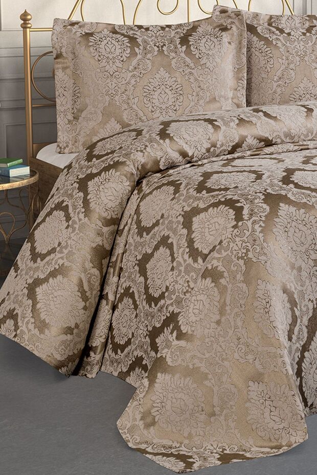 Şulem Jakarlı Şönil Yatak Örtüsü Cappucino - 2