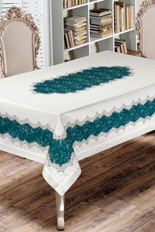 Nilüfer Rectangular Printed Oil Tablecloth - 1