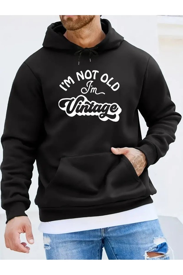 Men's Vintage Printed Unisex Oversize Hooded Sweatshirt