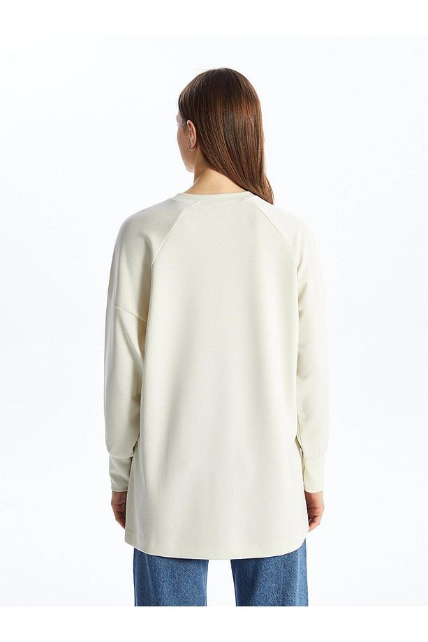 LCW Modest Bisiklet Yaka Düz Uzun Kollu Oversize Kadın Tunik - 5