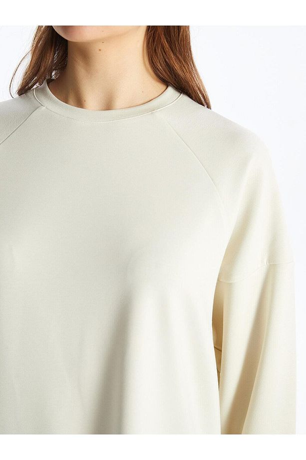 LCW Modest Bisiklet Yaka Düz Uzun Kollu Oversize Kadın Tunik - 4